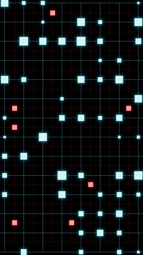 Wire frame with red and blue squares, changing positions, digital connections. Stock Footage 323856837