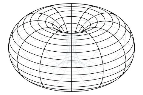 Wire-frame of a ring torus, sometimes referred to as a donut or doughnut Stock Illustration