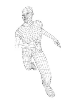 Wire frame running man 스톡 일러스트