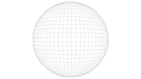 Wire-frame sphere rotating in seamless loop, in white isolated background Stock Footage 129473091