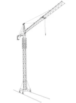 Wire-frame tower crane Stock Illustration