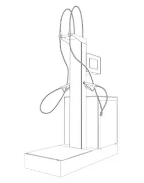 Wire-frame vector Oil and Gas station equipment Illustrazione stock