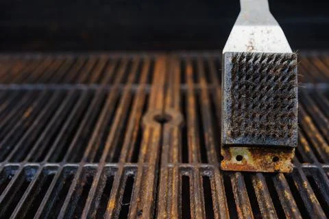 Wire Grill Brush Rusty Grate Cleaning Stock Photos