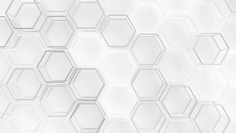 Wire Hexagons Array Loop 1 Silver x White Stock Footage 147096294