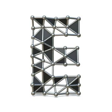 Wire low poly black metal Font Letter E 3D Wire low poly black metal Font ... Stock Photos