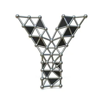 Wire low poly black metal Font Letter Y 3D Wire low poly black metal Font ... Stock Photos