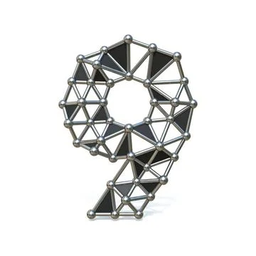 Wire low poly black metal Number 9 NINE 3D Wire low poly black metal Numbe... Stock Photos