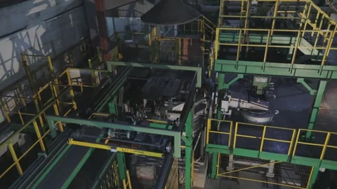 Wire manufacturing, continuous casting of copper wire rollers. General plan of Stock Footage 150100775