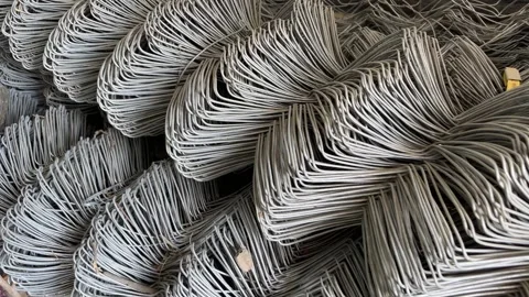 Wire Mesh Bundle for Field Fencing | Agricultural Fence Material Video stock 318840248