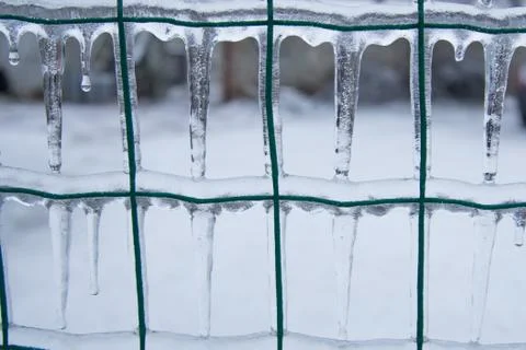 Wire mesh covered with ice Foto stock