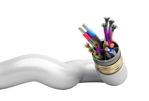 Wire multicore cable 3d render on white no shadow Stock Illustration