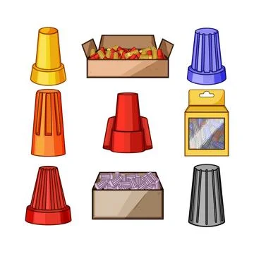 Wire nuts electric connection tools collection Stock Illustration