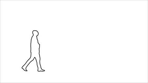 Wire Outline, Animated, Loopable Cinemagraph of a Man Walking in Monochrome. Stock Footage 64948459