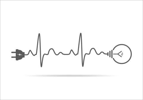 Wire plug and light bulb flat icon. Vector illustration Illustrazione stock