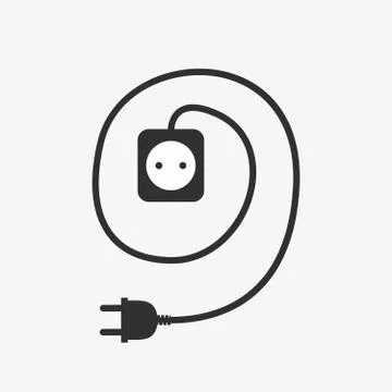 Wire plug and socket icon. Vector illustration. 스톡 일러스트