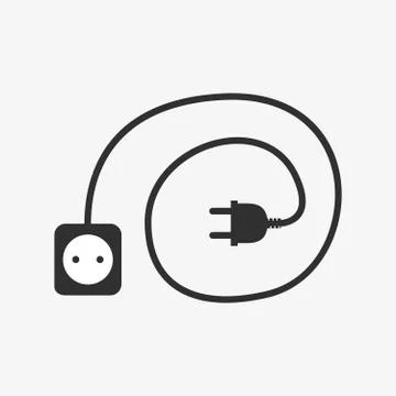 Wire plug and socket icon. Vector illustration. Illustrazione stock