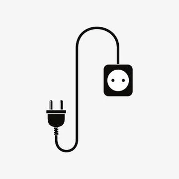 Wire plug and socket - vector illustration. 스톡 일러스트