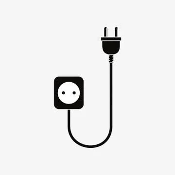 Wire plug and socket - vector illustration. Stock Illustration