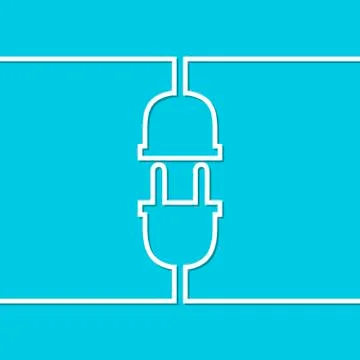 Wire plug and socket - vector illustration. 스톡 일러스트