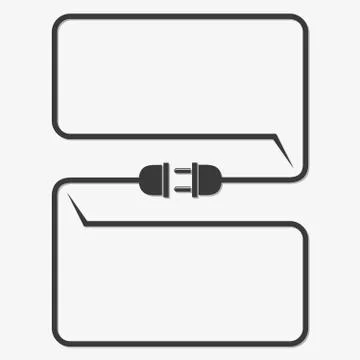 Wire plug and socket - vector illustration. Illustrazione stock
