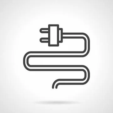 Wire with plug black line vector icon Stock Illustration