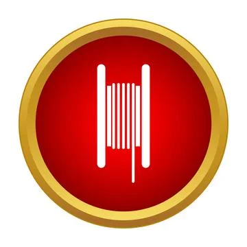 Wire reel with electric cable icon in circle Stock Illustration