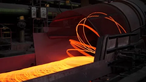 Wire Rolling Mill. Steel mill - steel wire. Stock Footage 140676365