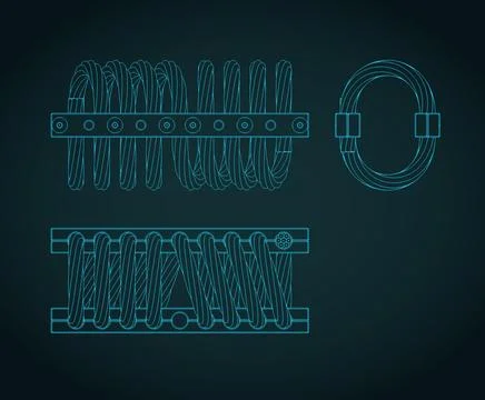 Wire rope isolator blueprints Illustrazione stock