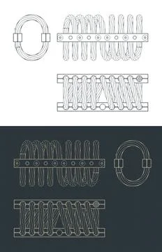 Wire rope isolator drawings Stock Illustration