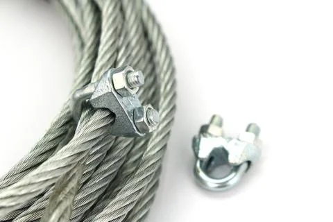 Wire rope with a lock wire rope on a white background Stock-Fotos