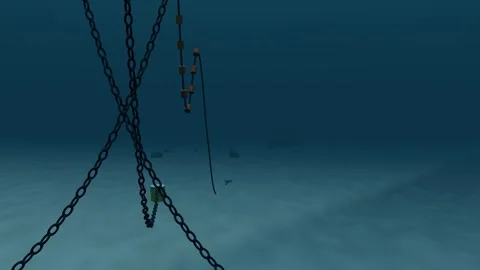Wire rope mooring segment above a pile anchor close up loop Vidéo 344651659