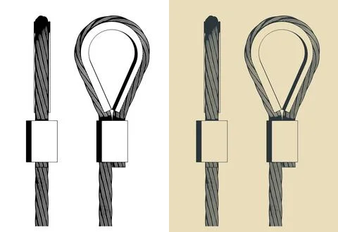 Wire Rope with pressed connector and thimble Stock Illustration