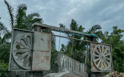 Wire saw machine for granite block dressing. Stock Photos