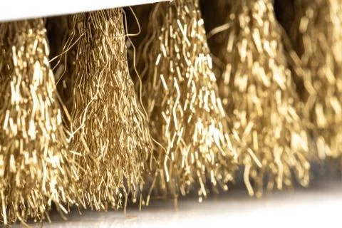 Wire Scratch Brush, Brass with Plastic Handle on white background. Stock Photos