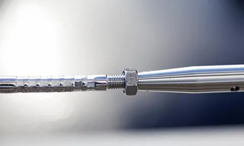 Wire with screw for modern bridge railing Stock Photos