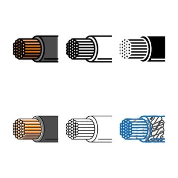 Wire set cable copper color icon vector Stock Illustration