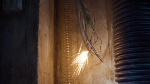 Wire Shortcircuit With Sparks Video stock 300985333