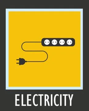 Wire, socket and electric plug vector design Illustrazione stock
