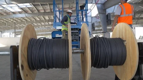 Wire Spinning On A Spool Stock Footage 123947749