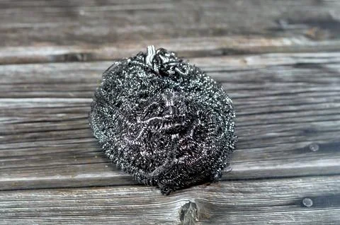 Wire sponge, steel wool, a bundle of very fine and flexible sharp edged ste.. 写真素材