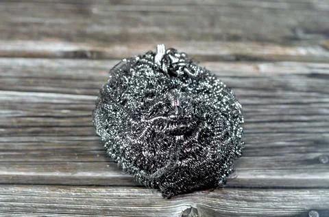 Wire sponge, steel wool, a bundle of very fine and flexible sharp edged ste.. 写真素材