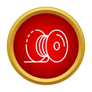 Wire spool and cable reel icon in red circle 스톡 일러스트