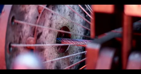 Wire Spool Rotates on a Stranding Machine in Cable Making Video stock 340217821