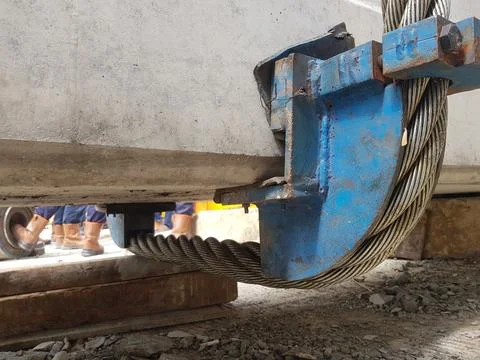 Wire strands as an additional tool for the erection of Precast Concrete I G.. Fotos Stock
