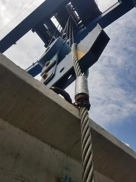 Wire strands as an additional tool for the erection of Precast Concrete I G.. Fotos Stock
