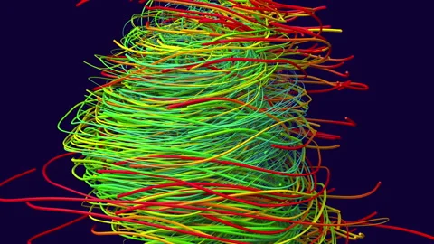 Wire string particles vortex spiral swirl abstract vibrant animated background Stock Footage 274677159