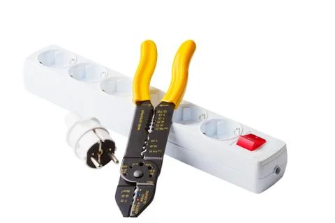 Wire stripper, plug and socket Stock Photos