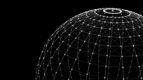 Wire structure of sphere. Digital computer data and network connection lines  Stock Footage 101634788