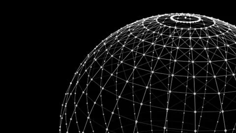 Wire structure of sphere. Digital computer data and network connection lines  Stock Illustration