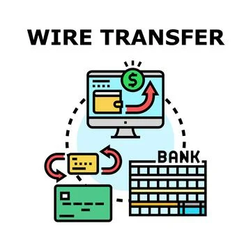 Wire transfer concept for online banking and digital payments Stock Illustration